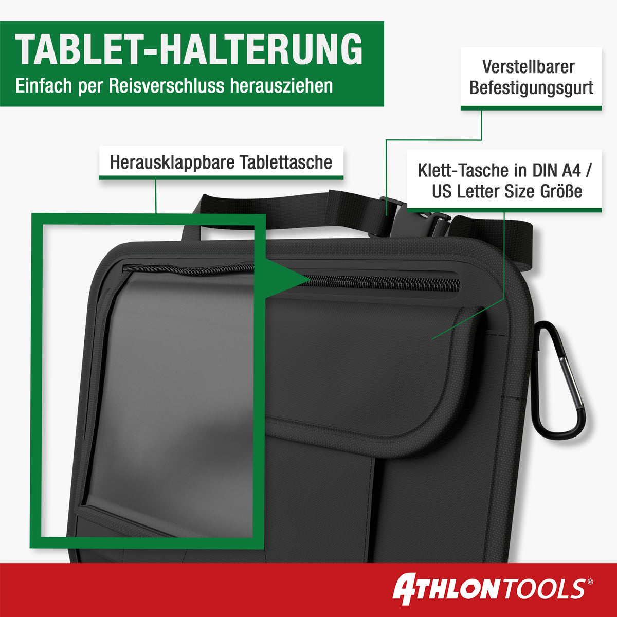 Multi-Pocket Auto-Rücksitz-Organizer mit Tablet-Halterung - Schwarz