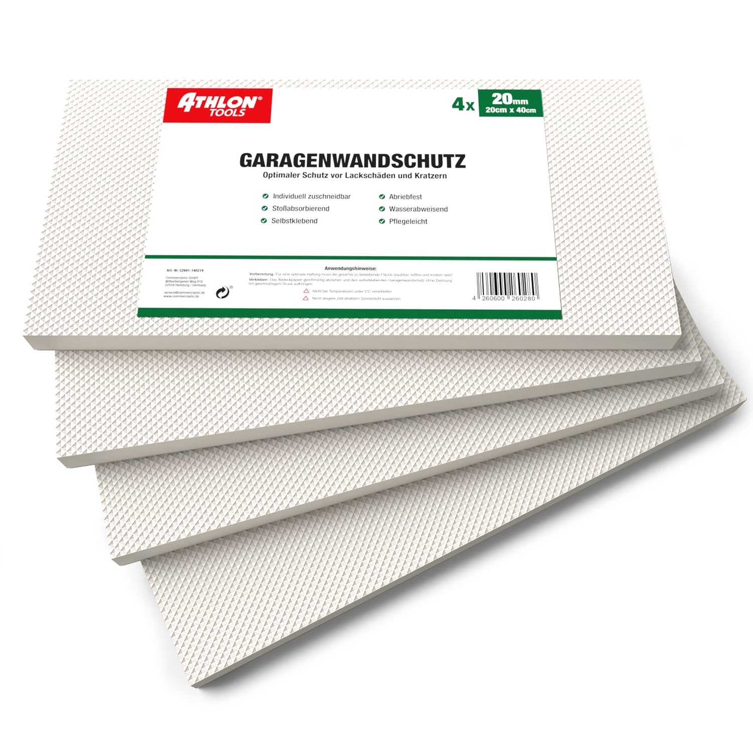 Produktbild von Selbstklebender Garagenwandschutz – Reflektierendes Schaumstoffpolster, 40x15x1,5cm, Stoßdämpfend, Für Garage, Keller, Fitnessraum & Lager
