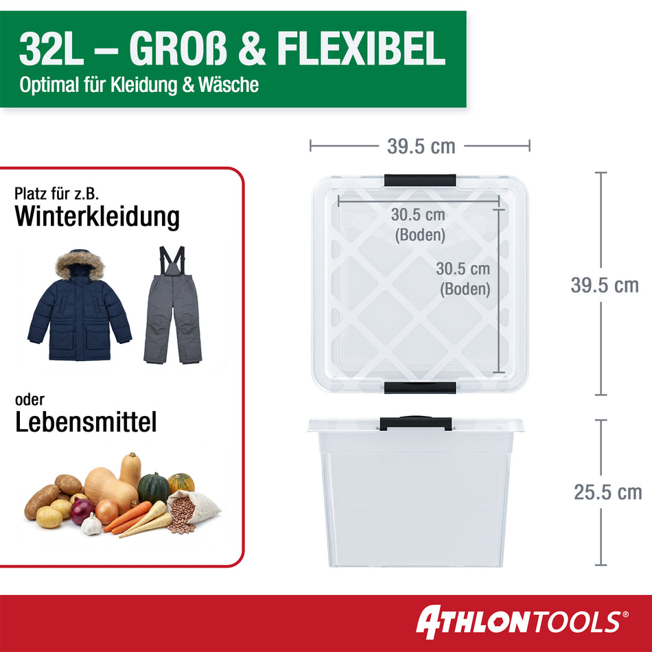 4x 32 L Aufbewahrungsboxen mit Deckel