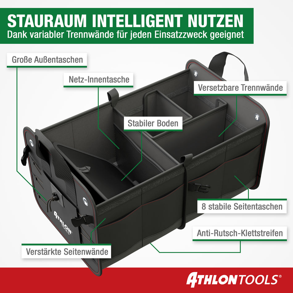 XXL Kofferraumtasche mit Deckel mit roten Nähten