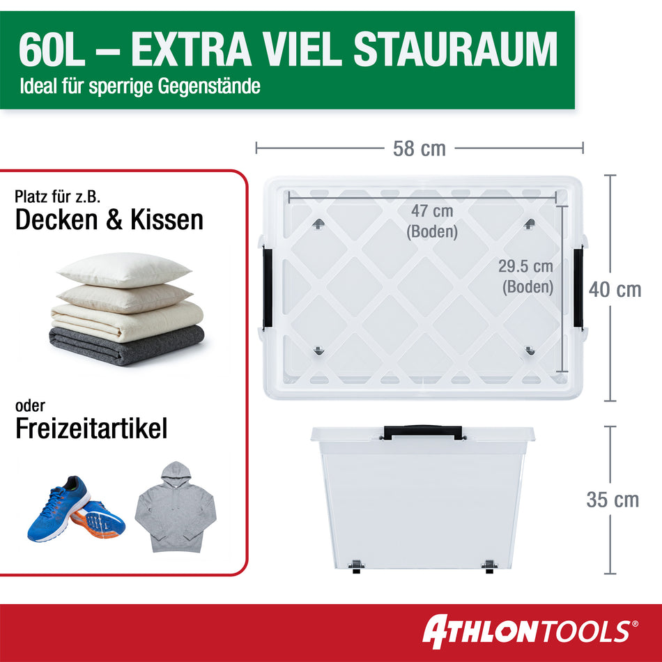 4x 60 L Aufbewahrungsboxen mit Deckel