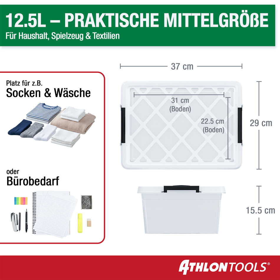 4x 12.5 L Aufbewahrungsboxen mit Deckel