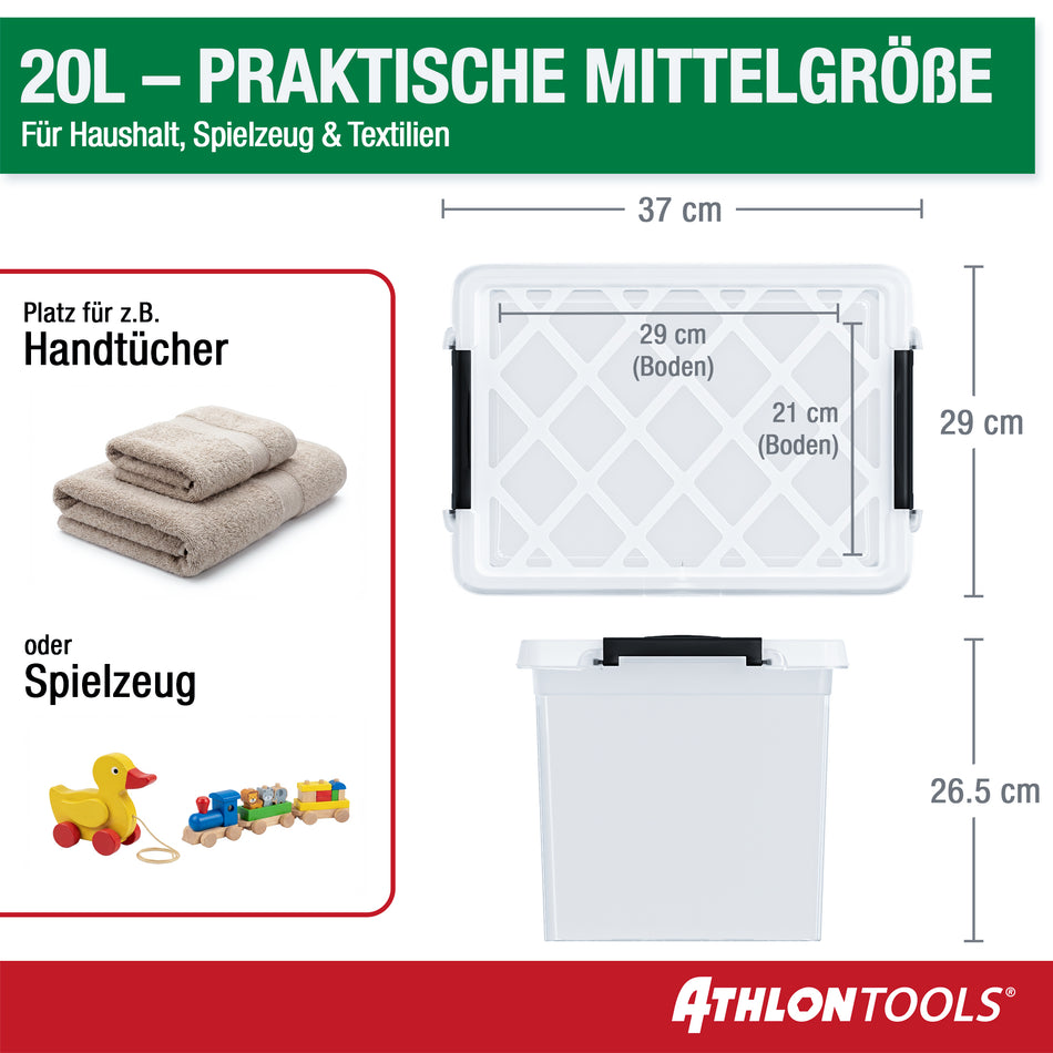 4x 20 L Aufbewahrungsboxen mit Deckel