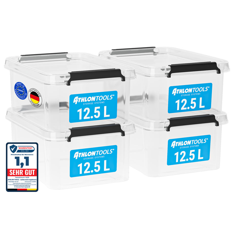 4er Set 12,5L Aufbewahrungsboxen mit Deckel