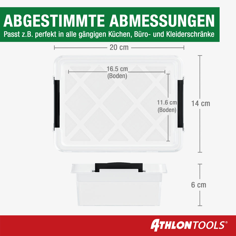 ATHLON TOOLS 10x 1L Aufbewahrungsboxen mit Deckel klein