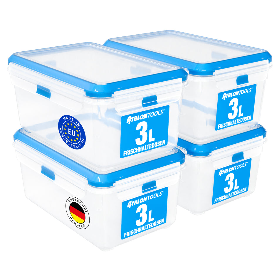 4x 3 L Frischhaltedosen mit Deckel