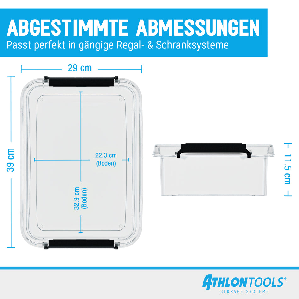ATHLON TOOLS 4x 8.5 L Aufbewahrungsboxen mit Deckel