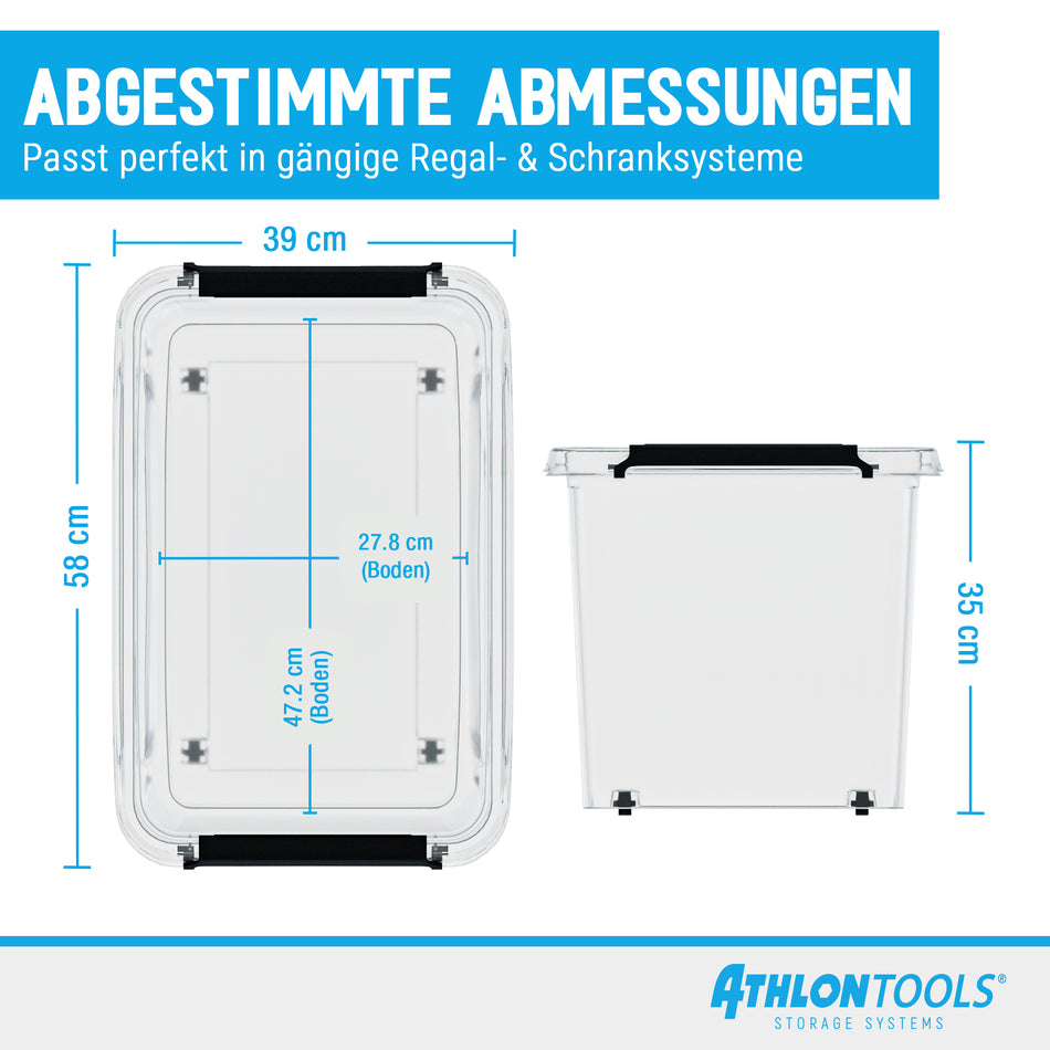 ATHLON TOOLS 4x 60 L Aufbewahrungsboxen mit Deckel