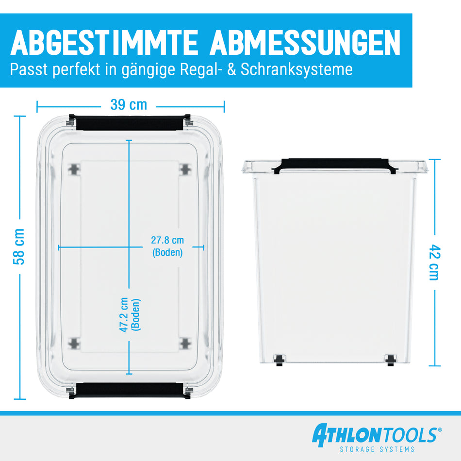 ATHLON TOOLS 4x 80 L Aufbewahrungsboxen mit Deckel