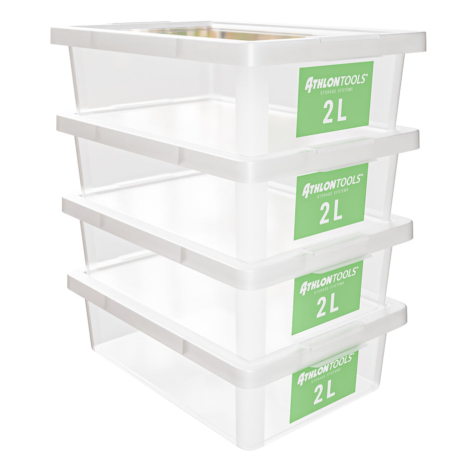 4x 2L Aufbewahrungsboxen – ohne Clips 1-Klick-Deckel
