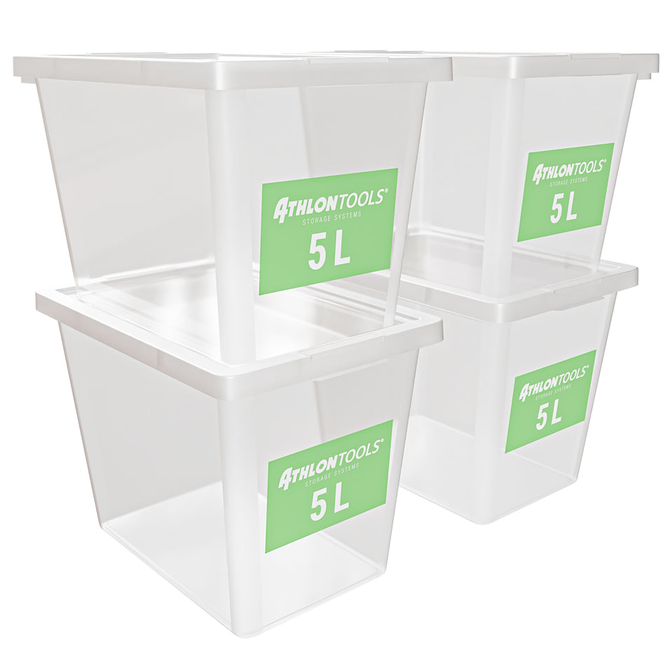 4x 5L Aufbewahrungsboxen – ohne Clips 1-Klick-Deckel