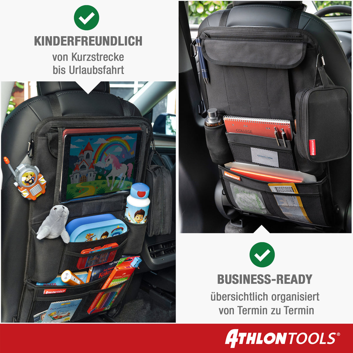 ATHLON TOOLS Autositz-Organizer mit Tablethalter